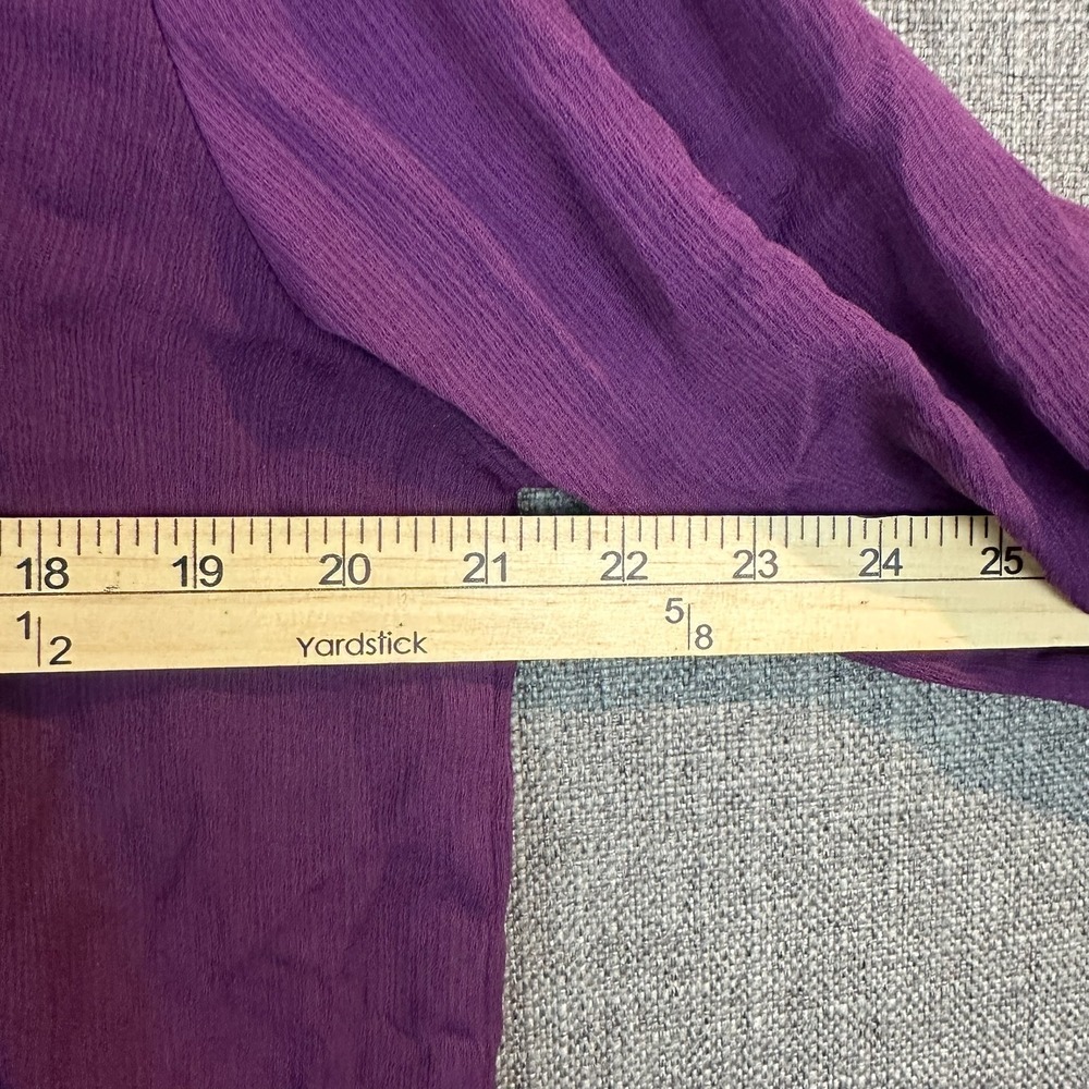Lily White Purple Blouse XL Long Sleeve Tie‎ Cuff Hi-Low Hem Casual Top - Picture 3 of 6